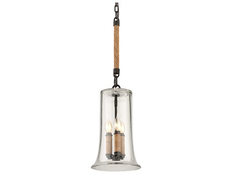 Troy Lighting Pier- 3-Light Shipyard Bronze Glass Bell Mini Pendant