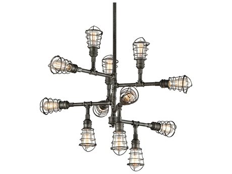 Troy Lighting Conduit 12-Light Old Silver Chandelier