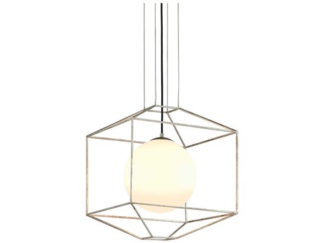 Troy Lighting Silhouette 1-Light Silver Leaf Glass Globe Pendant