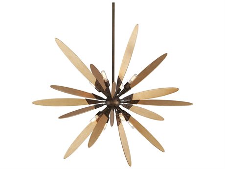 Troy Lighting Dragonfly 8-Light Bronze With Satin Leaf Sputnik Pendant