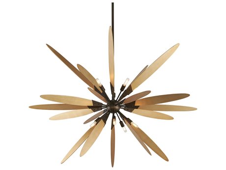Troy Lighting Dragonfly 10-Light Bronze With Satin Leaf Sputnik Pendant