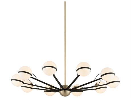 Troy Lighting Ace 10-Light Textured Bronze And Brushed Brass Glass Globe Chandelier