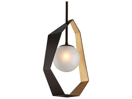 Troy Lighting Origami 1-Light Bronze With Gold Leaf Glass LED Globe Pendant