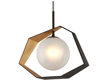 Troy Lighting Origami 1-Light Bronze With Gold Leaf Glass LED Globe Pendant