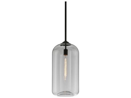 Troy Lighting District 1-Light Satin Black Glass Cylinder Mini Pendant