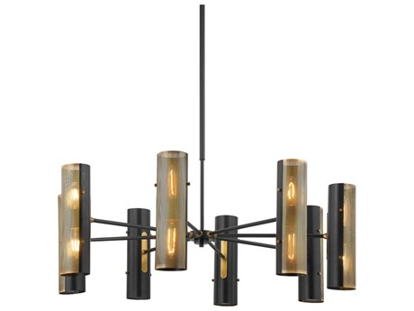 Troy Lighting Mikka 16-Light6-Light Patina Brass Black Chandelier