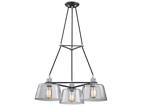 Troy Lighting Audiophile 3-Light Old Silver Glass Empire Geometric Chandelier