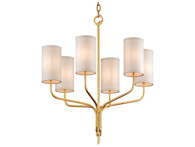 Troy Lighting Juniper Textured Gold Leaf SixLight 26'' Wide Chandelier