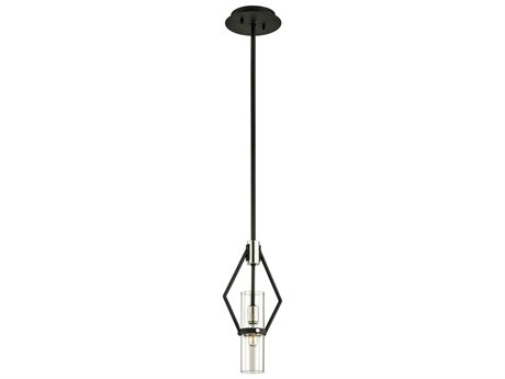 Troy Lighting Raef 1-Light Textured Black Glass Cylinder Mini Pendant