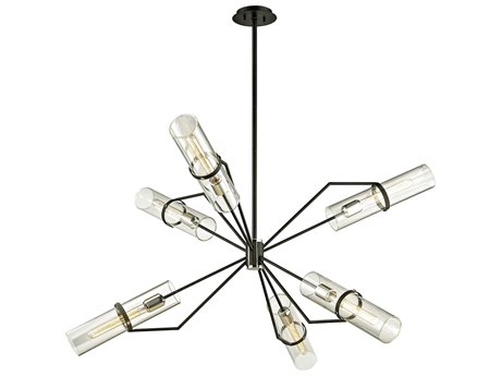 Troy Lighting Raef 6-Light Textured Black Glass Cylinder Chandelier
