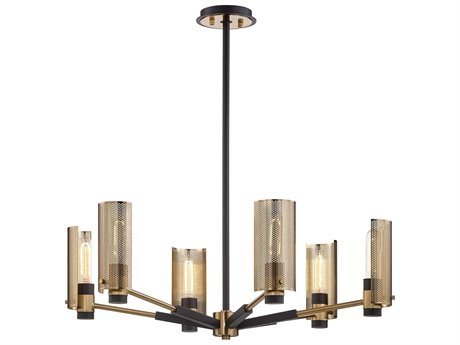 Troy Lighting Pilsen 6-Light Modern Bronze And Aged Brass Chandelier