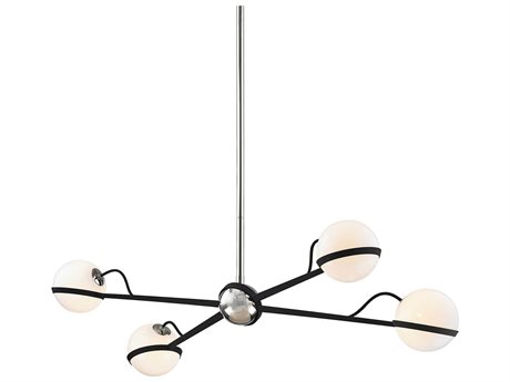Troy Lighting Ace 4-Light Black Glass Globe Island Pendant