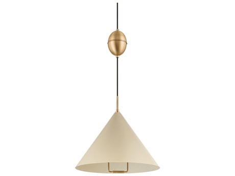 Troy Lighting Fontana 1-Light Patina Brass White Pendant