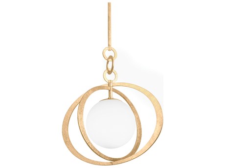 Troy Lighting Olancha 1-Light Vintage Gold Leaf Glass Globe Pendant