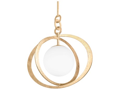 Troy Lighting Olancha 1-Light Black Iron Gold Glass Globe Pendant