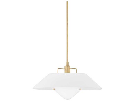 Troy Lighting Otto 1-Light Patina Brass White Pendant
