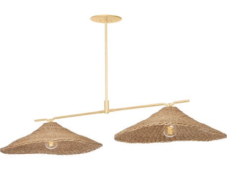 Troy Lighting Valier 2-Light Vintage Gold Leaf Island Pendant