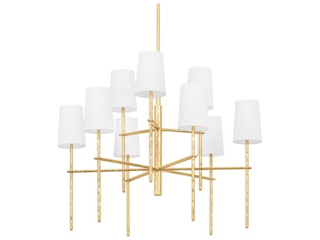 Troy Lighting River 9-Light Vintage Gold Leaf Empire Chandelier
