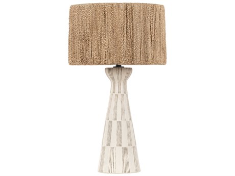 Troy Lighting Palma Patina Brass Ceramic Graphic White Natural String Silver Buffet Lamp