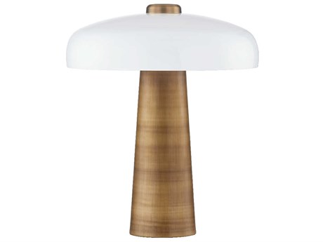 Troy Lighting Lush Patina Brass Opal Glossy Glass Table Lamp