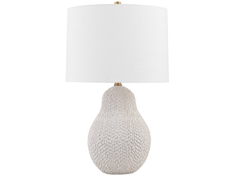 Troy Lighting Crater Patina Brass White Linen Buffet Lamp