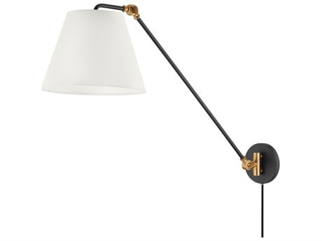Troy Lighting Navin 1-Light Patina Brass Black Swing Wall Sconce