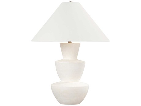 Troy Lighting Kamas Patina Brass Off White Linen Buffet Lamp