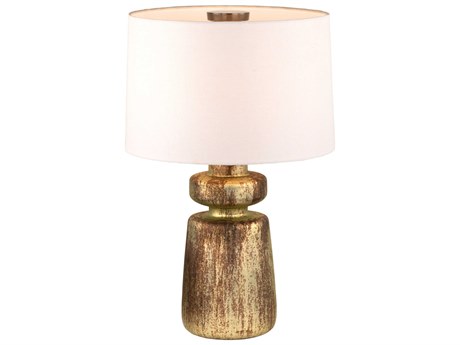 Troy Lighting Terron Patina Brass White Linen Fabric Buffet Lamp