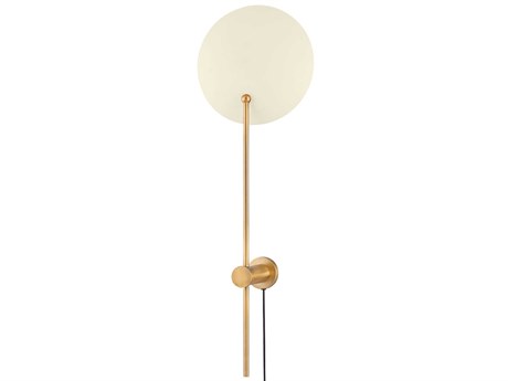 Troy Lighting Leif 1-Light Patina Brass Soft Sand Off White Wall Sconce