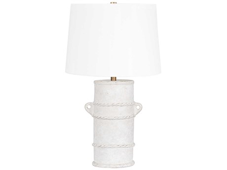 Troy Lighting Siena Patina Brass White Linen Buffet Lamp