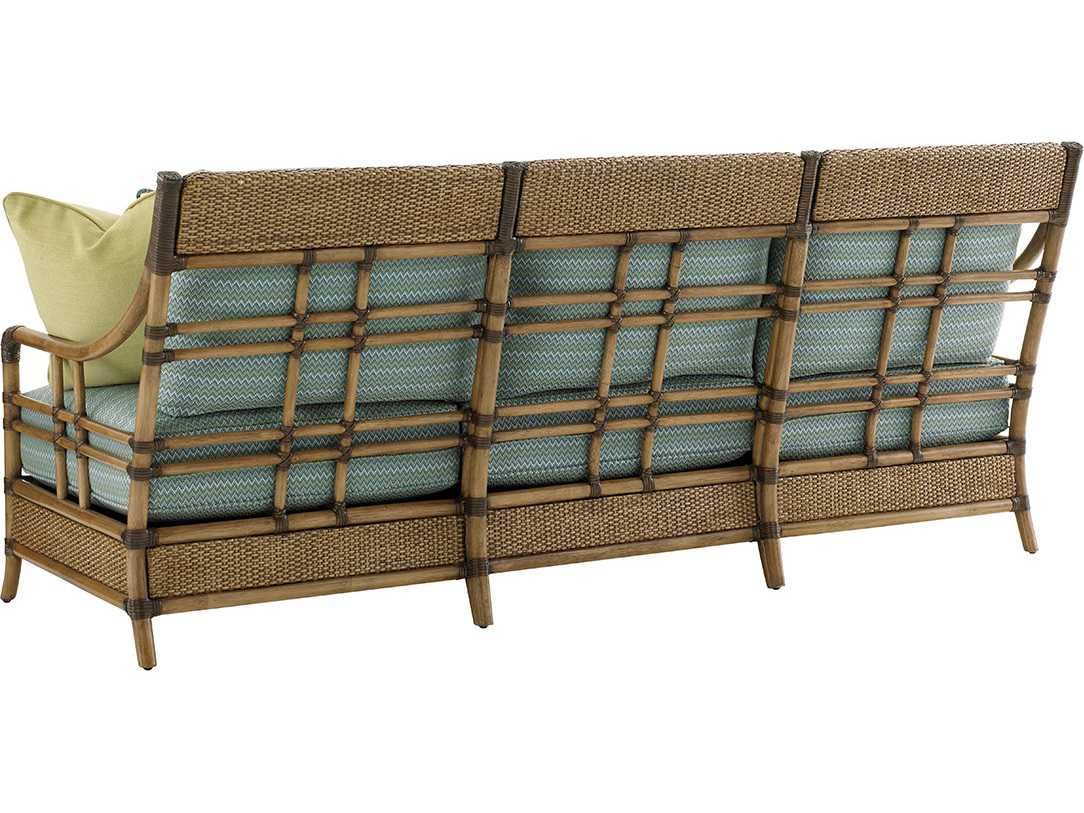 Tommy Bahama Twin Palms Seagate Loose Back Rattan Sofa TO184533