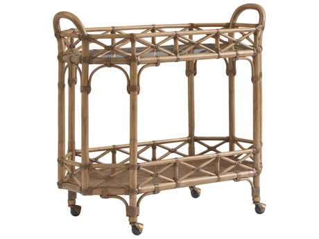 Tommy Bahama Key Biscayne Glass Brown Bar Cart