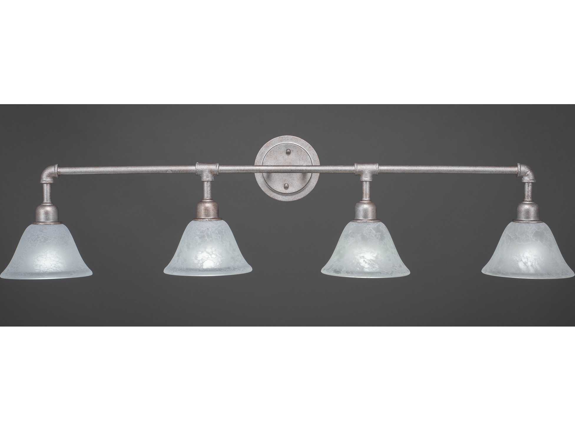 Toltec Lighting Vintage Aged Silver with White Marble Glass Four-Light Vanity Light TOL184AS505