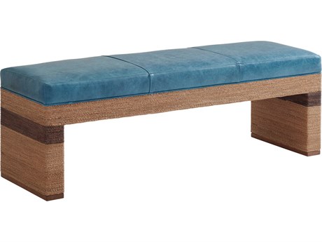 Tommy Bahama Palm Desert Blue Leather Accent Bench