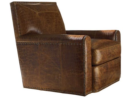 Tommy Bahama Upholstery Swivel Brown Leather Accent Chair