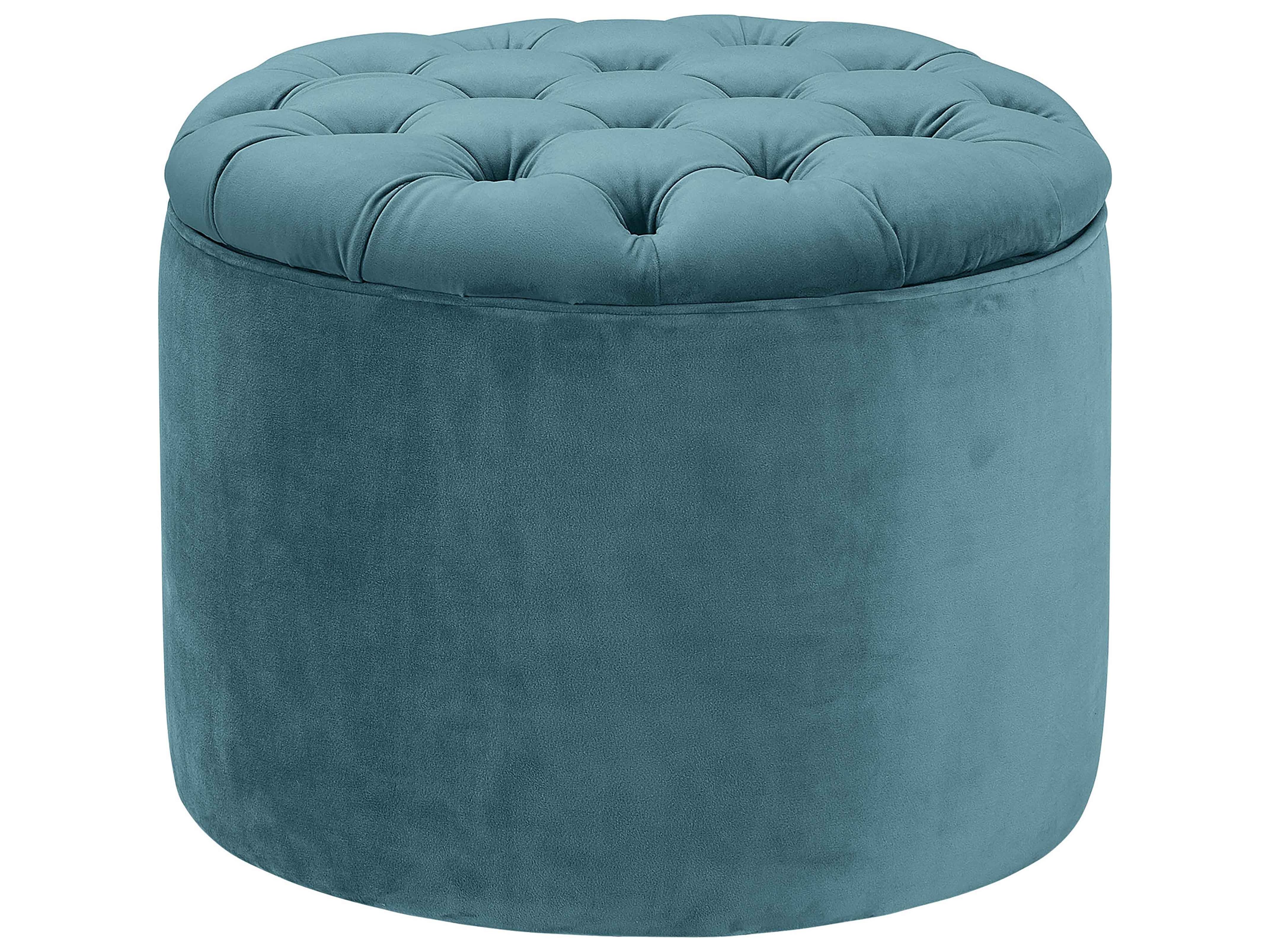 TOV Queen Performance Velvet Round Storage Ottoman