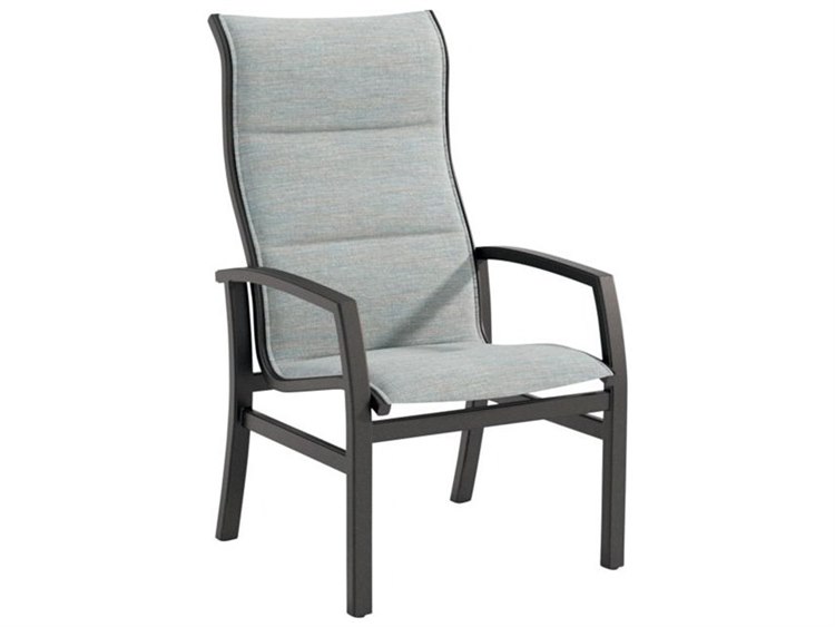 Tropitone Muirlands Padded Sling Aluminum High Back Dining Arm Chair