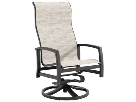 Tropitone Muirlands Sling Aluminum High Back Swivel Rocker Dining Arm Chair