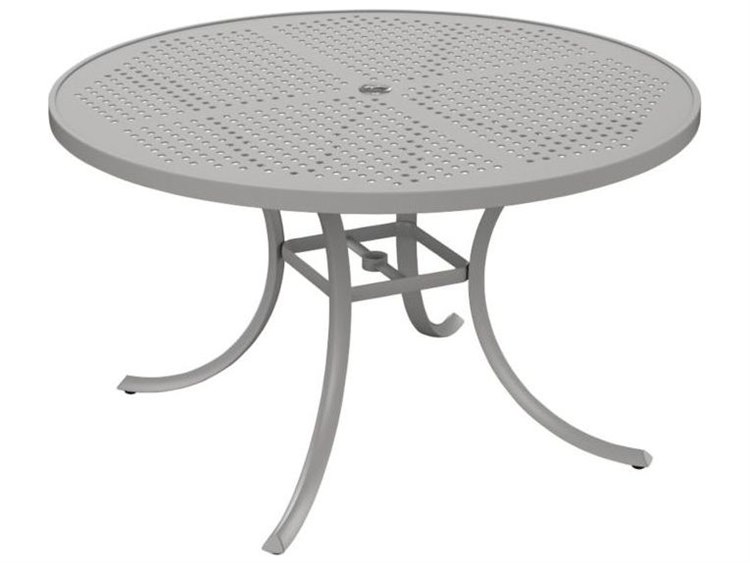 Tropitone Patterned Boulevard Aluminum 48'' Round Dining Table with Umbrella Hole