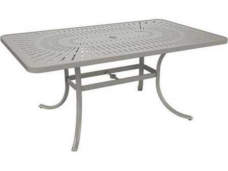 Tropitone Patterned La'stratta Aluminum 84''W x 42''D Rectangular Dining Table With Umbrella Hole
