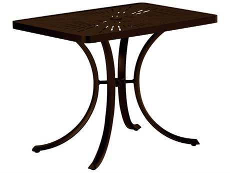 Tropitone La Stratta Aluminum 36''W x 24''D Rectangular Dining Table with Umbrella Hole