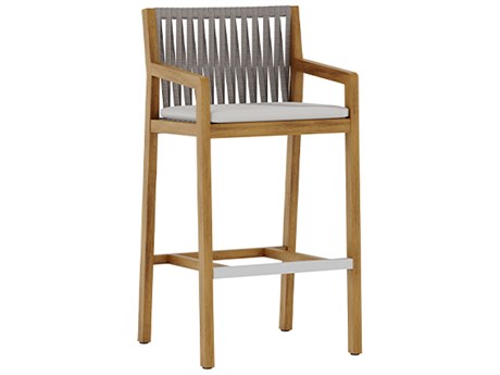 Tropitone Teak Rope Lido Bar Stool with Seat Cushion