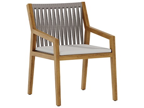 Tropitone Teak Rope Lido Dining Arm Chair with Seat Cushion