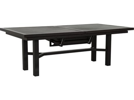 Tropitone Cast KD Aluminum Linea 84-116''W x 44''D Rectangular Extension Dining Table with Umbrella Hole