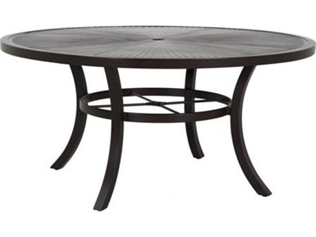 Tropitone Cast KD Aluminum Linea 64'' Round Dining Table with Umbrella Hole