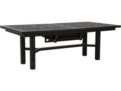 Tropitone Cast KD Aluminum Arazzo 84' - 116''W x 44''D Rectangular Extension Dining Table With Umbrella Hole