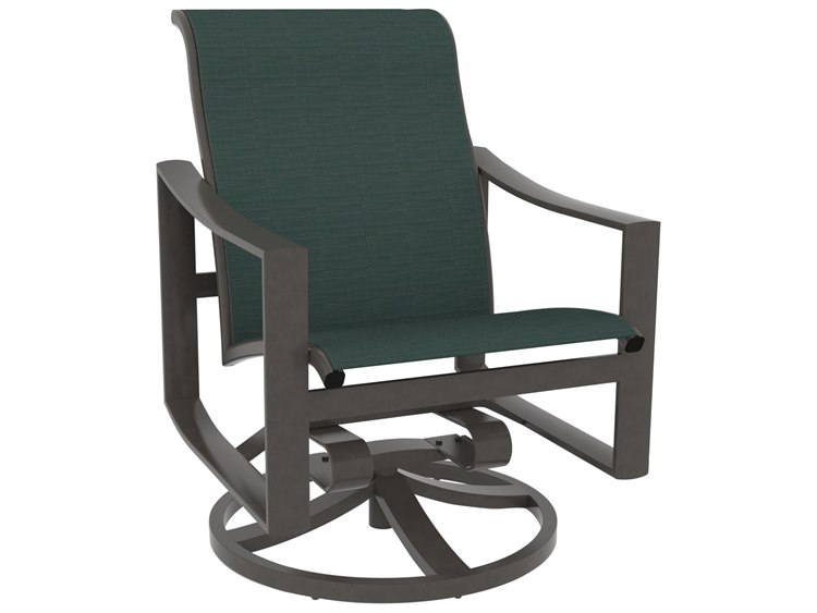 Tropitone Kenzo Sling Aluminum Swivel Rocker Dining Arm Chair