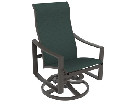 Tropitone Kenzo Sling Aluminum High Back Swivel Rocker Dining Arm Chair