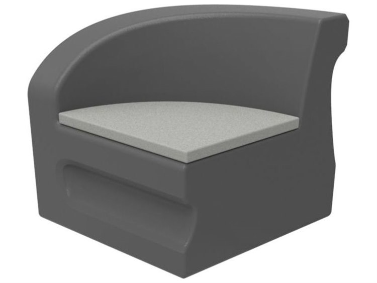 Tropitone Radius Modular Marine Grade Polymer Right Arm Outdoor Lounge Chair with Seat Pad