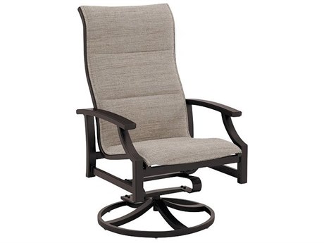 Tropitone Marconi Padded Sling Aluminum High Back Swivel Rocker Dining Arm Chair